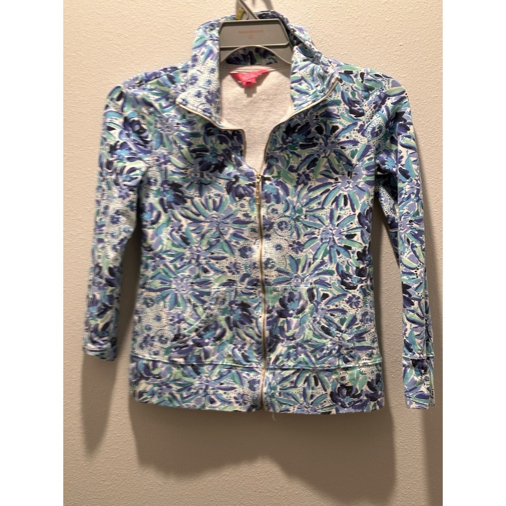 LILLY PULITZER Leona Zip‎ Up Iris Blue High Maintenance XS EEUC